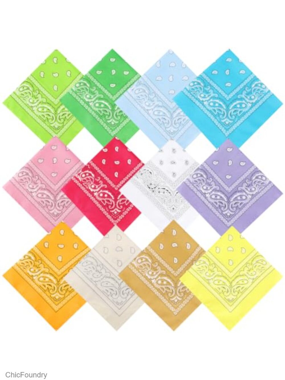 Polyester Bandana 12 Pack Head Scarf 22in Multi-Use